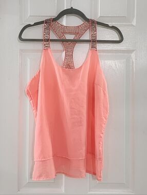​Rare Y2K Charlotte Russe Beaded T-Back Tank - McBling Indie Sleaze Aesthetic -L